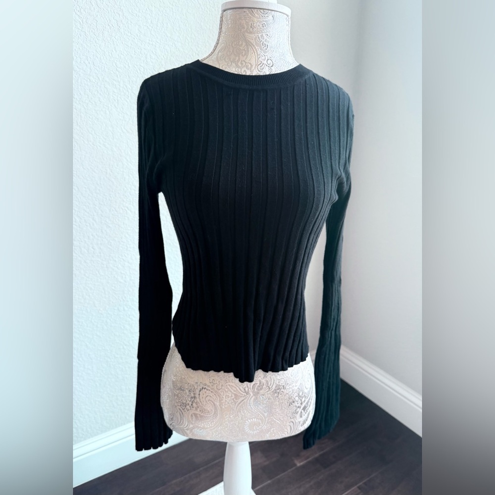 A New Day Women’s Crew Neck Pullover Sweater Black Large Ribbed Target
